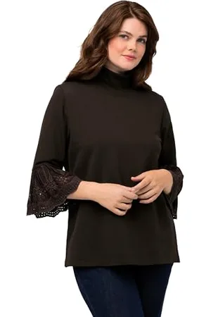 Ulla Popken Damska bluza z wyszywanymi rękawami, , 42-44 duże rozmiary