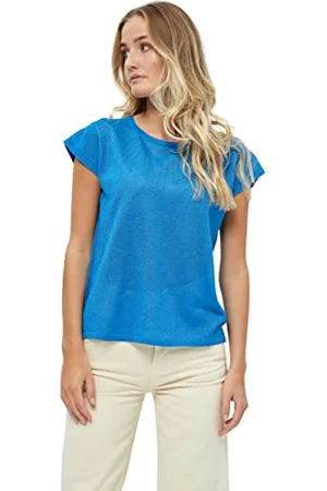 Minus Damska koszulka z dzianiny Carlina, niebieski oceaniczny lurex, XL, Ocean Blue Lurex, XL