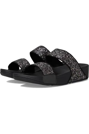 FitFlop Damskie sandały LULU Multi-Tonal Glitter Slides Sandal, czarne, 9 UK, , 43 EU