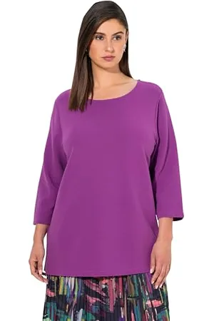 Ulla Popken Bluza damska, duże rozmiary, duże rozmiary, duże rozmiary, poprzeczne prążki, okrągły dekolt, rękaw 3/4, , 46-48