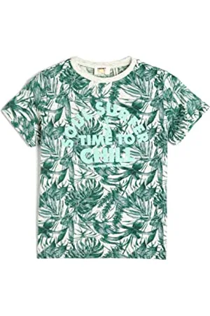 Koton Koszulka chłopięca z krótkim rękawem Crew Neck Floral Printed Cotton, , 7-8 Lat