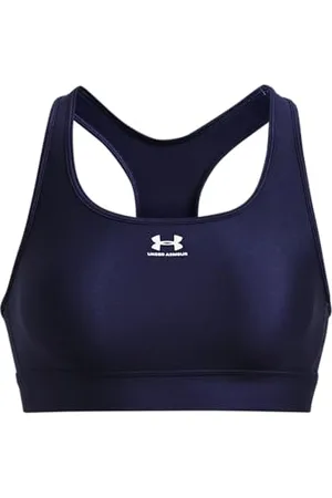 Under Armour Damen UA Authentics Mid Padless, Sport BH mit mittlerer Unterstützung, schweißableitender ohne Polster, Navy