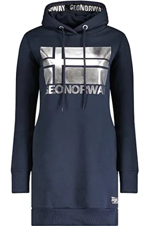 Geographical Norway Damska bluza z kapturem z kieszeniami kangurka - ciepła bluza z długim rękawem - damska kurtka z kapturem wiosna lato jesień zima (granatowa S), , S