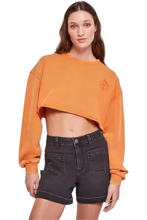 Urban classics Damska bluza damska Cropped Flower Embroidery Terry Crewneck, , XL