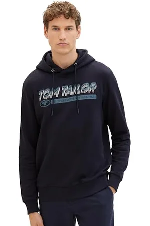 TOM TAILOR Męska bluza z kapturem z nadrukiem logo, , XL