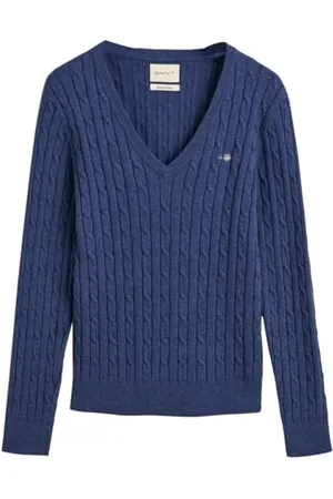 GANT Stretch Cotton Cable V-Neck, , XXL