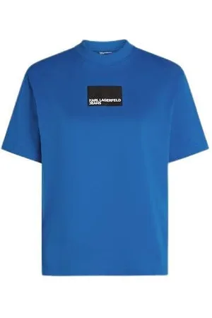 Karl Lagerfeld Regular Short Sleeve Box Logo Tee, niebieski, XL