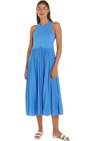 Tommy Hilfiger Damska plisowana sukienka MIDI NS Blue Spell XXXL, , 3XL