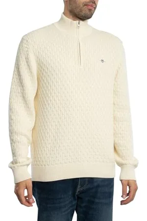 GANT Textured Cotton Half Zip, , 5XL