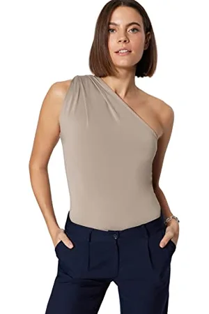 Trendyol Damskie gładkie cienkie body z dzianiny, norek, XS, , XS