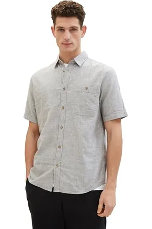 TOM TAILOR Męska koszula lniana o regularnym kroju z kieszenią na piersi, , 3XL