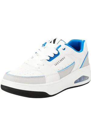 Skechers Męskie buty sportowe UNO Court, białe i szare skóry/Duraleather/niebieskie M, 42 EU, , 43 EU