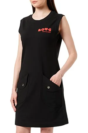 Moschino Damska sukienka o regularnym kroju, bez rękawów, czarna, rozmiar 40 (DE), , 40