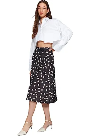 Trendyol FeMan Rozkloszowana spódnica z dzianiny, czarna, XL, , XL