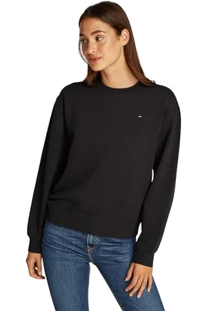 Tommy Hilfiger Damska bluza z flagą REG NA klatce piersiowej SWTSHRT WW0WW41246, czarna, XS, , XS