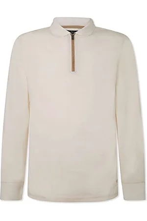 Hackett Męska koszulka polo Alcantara HZ LS Koszulka polo, ecru, 3XL