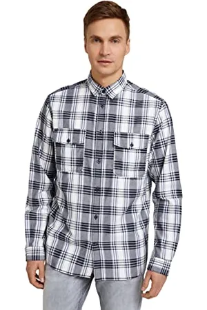 TOM TAILOR Męskie Koszula w kratkę z kieszeniami na piersi 1029801, , XS