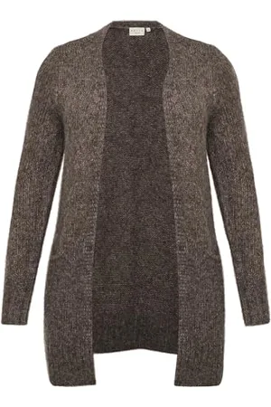 Kaffe Plus Size Damski Open Cardigan Długie Rękawy Regularne Fit Pockets