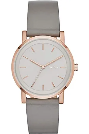 DKNY Damski zegarek – Soho – zegarek ze stopu z trzema wskazówkami z kopertą 34 mm i skórzanym paskiem, Różowe złoto