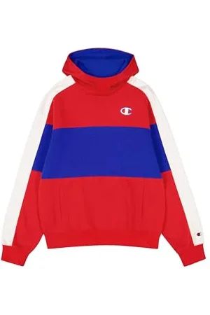 Champion Legacy Retro Sport (220317) - Soft Compact Poly Fleece Color Block Bluza z kapturem, Wielobarwny Cermilion/Głęboki Niebieski (CRD/BAI/Wht), S Mężczyźni FW24, Vermiglione/Głęboki Niebieski