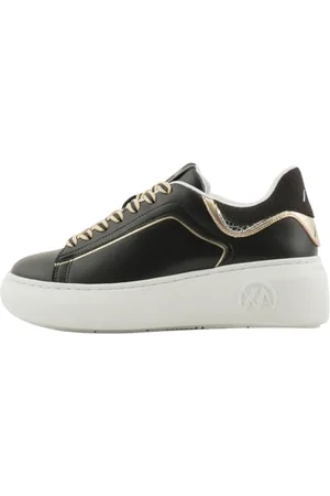 Armani Exchange Damskie buty sportowe, z wysoką podeszwą, czarne + pale, rozmiar 36,5 EU, , 36.5 EU