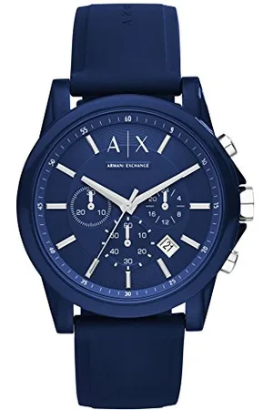 Armani Exchange Męski chronograf, zegarek silikonowy, rozmiar koperty: 44 mm, , Einheitsgröße, Pasek