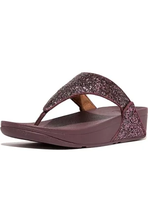 FitFlop Damskie LULU Brokatowe sandały z palcami, czerwone, 39 EU, , 39 EU