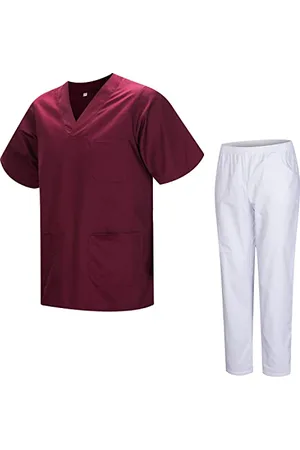 MISEMIYA Mundur sanitarny Unisex medyczne mundury sanitarne z ekranem Biały 817-8312-BIAŁY, , 4XL