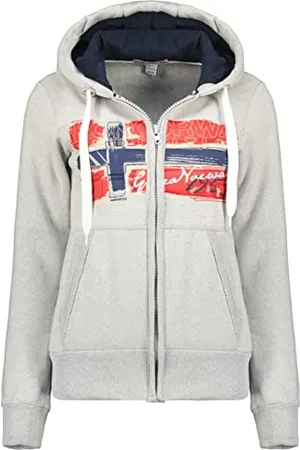 Geographical Norway Gayto Lady - Damska bluza z kapturem z kieszeniami kangurka - Bluza damska na co dzień sweter z długim rękawem ciepły, , L