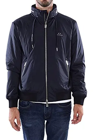 Armani Exchange Męska kurtka z przodu, z logo na ściągaczu, kieszenie na zamek błyskawiczny, kurtka z kapturem, , M