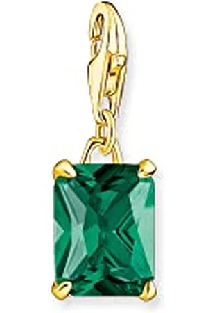 Thomas Sabo Damski wisiorek charm złoty duży kamień zielony Charm Club 925 srebro wysokiej próby 1869-472-6, One Size, Srebro szterlingowe, nie dotyczy.