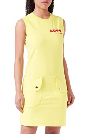 Moschino Damska sukienka o regularnym kroju, bez rękawów, żółta, rozmiar 38, , 38