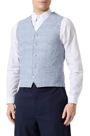 JACK & JONES Jack&JONES JPRRIVIERA Linen Waistcoat męska kamizelka garniturowa, jasnoniebieska/Checks: Slim Fit, 50, , 50