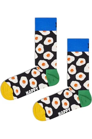 Happy Socks Sunny Side Up Sock, kolorowe i zabawne, Skarpety dla kobiet i mężczyzn, Czarny-Zielony-Pomarańczowy-Biały (41-46)