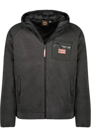 Geographical Norway Udaf męska gruba polarowa ciepła kurtka z zamkiem błyskawicznym - męska ciepła zimowa kurtka miękka - bluza z podszewką z długim rękawem - idealna na jesień i zimę (ciemnoszara L)
