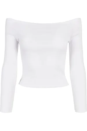 Urban classics Damska koszulka z długim rękawem Ladies Off Shoulder Rib, , 4XL