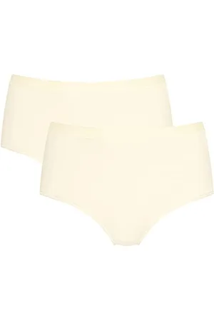 Sloggi Damskie majtki WOW Comfort 2.0 High Waist 2P Slip, czarne, XL, Ecru White, XS
