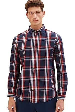 TOM TAILOR Męska koszula o regularnym kroju w kratę z bawełny, , XL