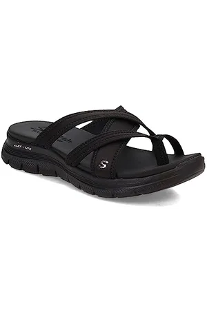 Skechers Damskie sandały sportowe Flex Appeal 4.0 - Startup 3.0, Czarny/czarny, 42 EU
