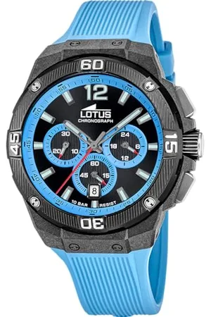 Lotus Zegarek męski 18975/4 Chrono Etui z włókna węglowego gumowy pasek Niebieski, , pasek