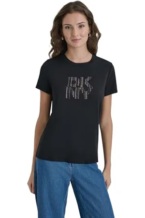DKNY Damska bluza z krótkim rękawem Hotfix Grid Logo Tee Blouse, , XL