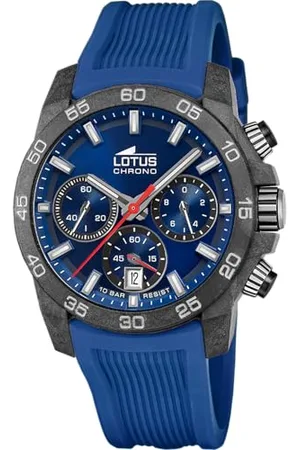 Lotus Zegarek męski 18974/1 Chrono obudowa z włókna węglowego czarny niebieski gumowy pasek, , pasek