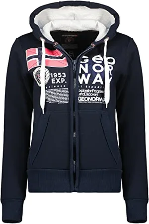 Geographical Norway Damska bluza z kapturem z kieszeniami kangur - ciepła bluza z długim rękawem - damska kurtka z kapturem wiosna lato jesień zima (granatowa 2XL), , XXL