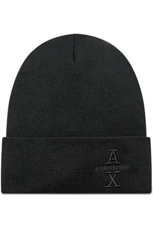 Armani Exchange Męska czapka beanie The Grid, Sustainable, Embroidered Logo Beanie, , jeden rozmiar