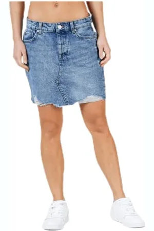 ONLY Sky Life Raw Hem Acid Wash Denim Mini Skirt, , 34
