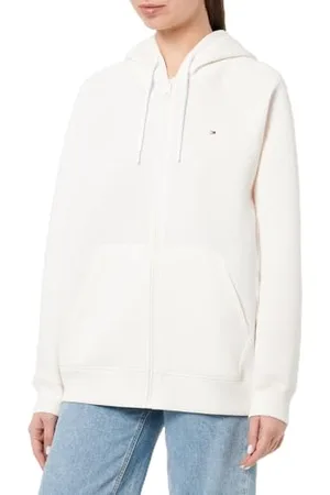 Tommy Hilfiger Damska bluza z kapturem RLX z zamkiem błyskawicznym SCUBA HWK WW0WW42261 zapinana na zamek, starożytna biel, S, , S