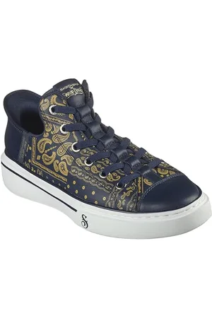 Skechers Unisex Hands-Free Slip-ins x Dogg-Snoop ONE Double G Sneaker, granatowy/złoty bandana nadruk skóra, 40 EU, , 41 EU