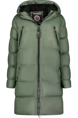 Geographical Norway Adrianna Lady Parka Długa gruba ciepła damska jesienno-zimowa - cienki płaszcz ze sztucznego futra z kapturem - kurtka wiatrówka - elegancka kurtka damska ( XL)