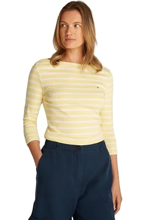 Tommy Hilfiger Damski NEW CODY SLIM BOAT-NK 3/4SLV WW0WW40589, żółty, XXS, , XXS