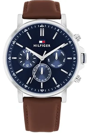 Tommy Hilfiger Męski zegarek z brązową skórzaną tarczą - 1710585